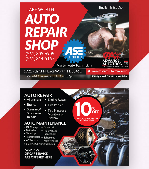 Advance Autotronics Postcard Design