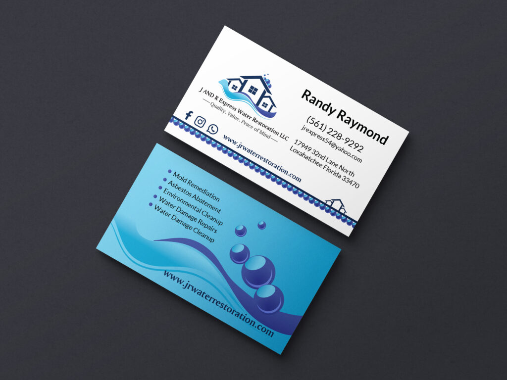 J&R Express Restoration LLC Randy Raymond Business Card Design