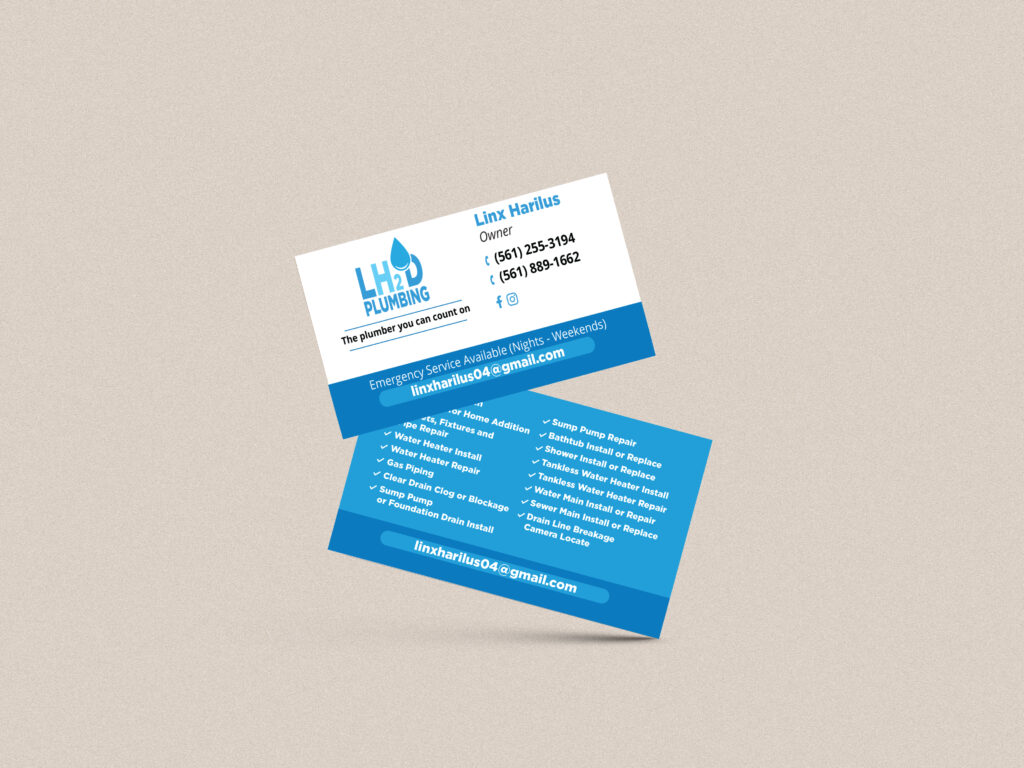 LH2D Plumbing Business Card Design